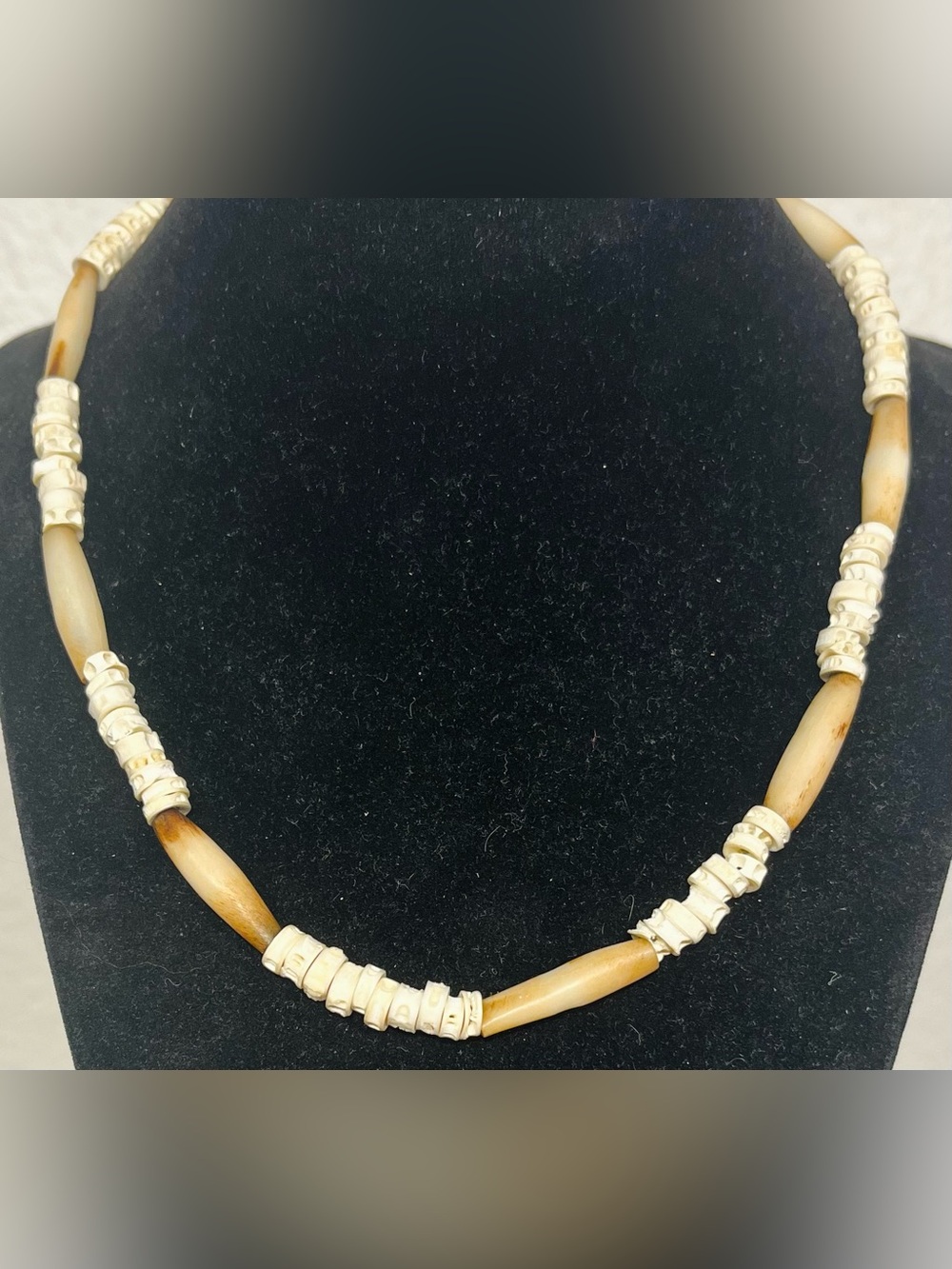 Vintage Natural Beige Beaded Necklace